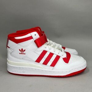Adidas Fourm Mid Shoes Youth 7.5 Cloud White Vivid Red Retro Athletic Sneakers‎